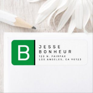 Green Black & White Modern Return Address Label