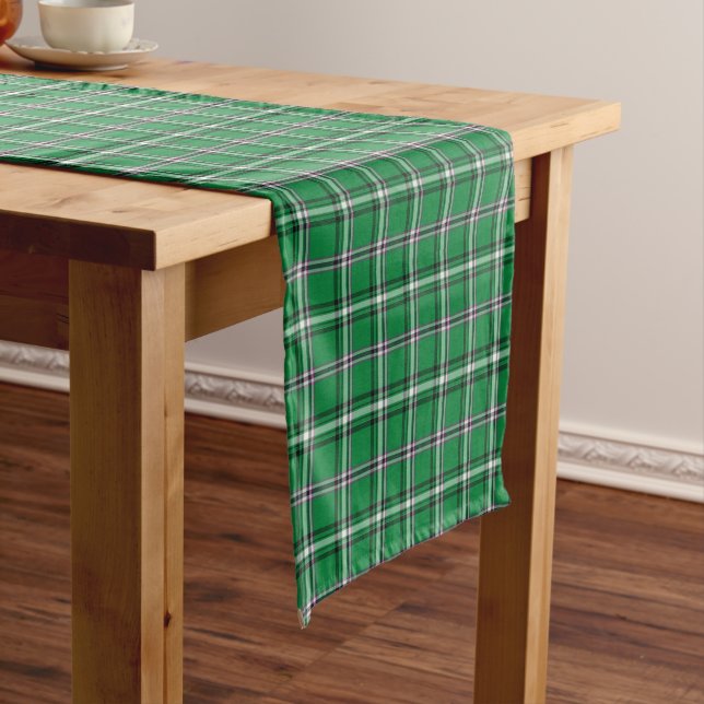 Green Black White Plaid Classic Table Runner (In Situ)