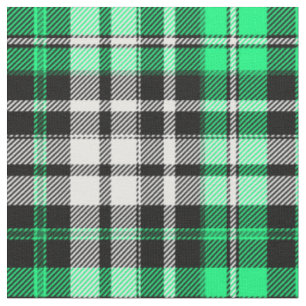 Green Black White Plaid Tartan Pattern Design  Fabric