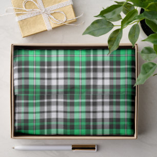 Green Black White Plaid Tartan Pattern Design  Tissue Paper