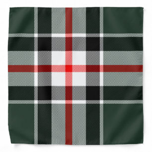 Green, Black, White, Red Tartan Plaid Pattern Bandana