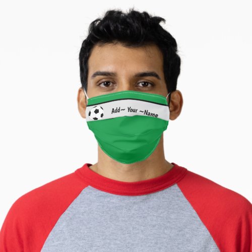 green black white soccer  covid social distancing adult cloth face mask