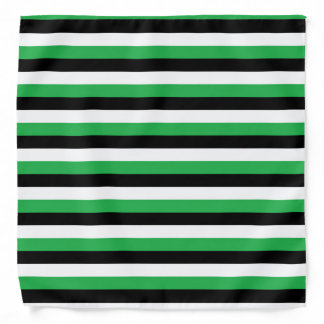 Green Black White Stripes Bandana