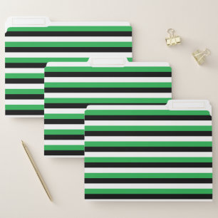 Green, Black, White Stripes File Folder