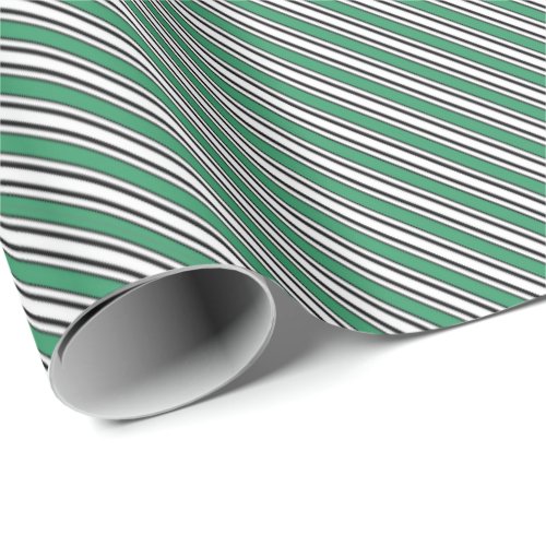 Green Black White Stripes Masculine Aesthetic Wrapping Paper