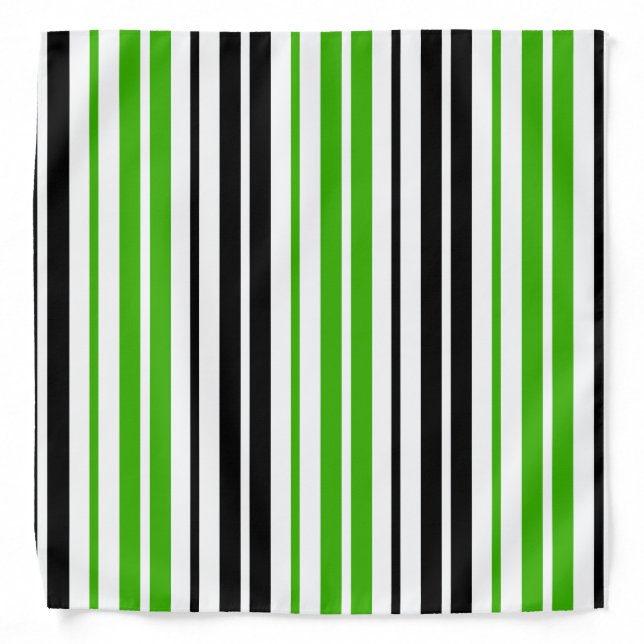 Green Black White Stripes Pattern Design  Bandana (Front)