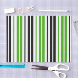 Green Black White Stripes Pattern Design  Tissue Paper