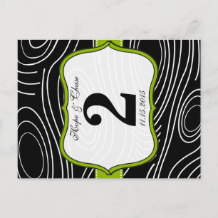 Green Black White Stylized Wood Table Number