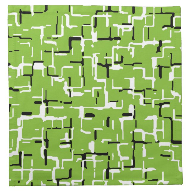 Green Black White Trendy Pattern Cloth Napkin (Front)