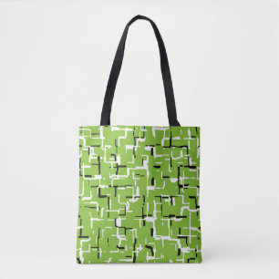Green Black White Trendy Pattern Tote Bag