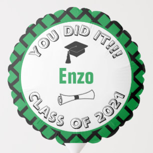 Green & Black You Did It Class of 2024 Graduation Balloon