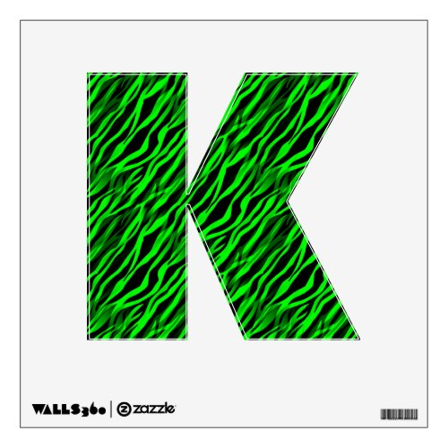 Green Black Zebra Stripe Personalized Letter Decal