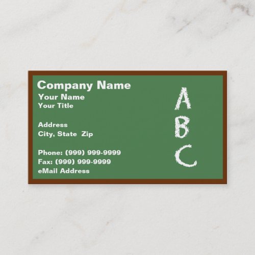 Green Blackboard with ABCs Business Card