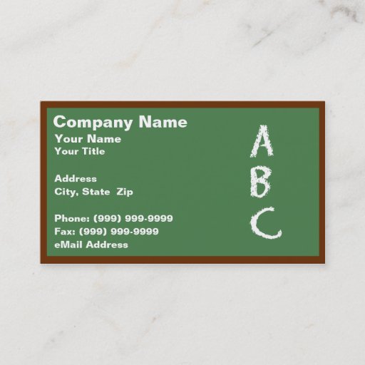 Customizable Green Blackboard with ABCs Business Card