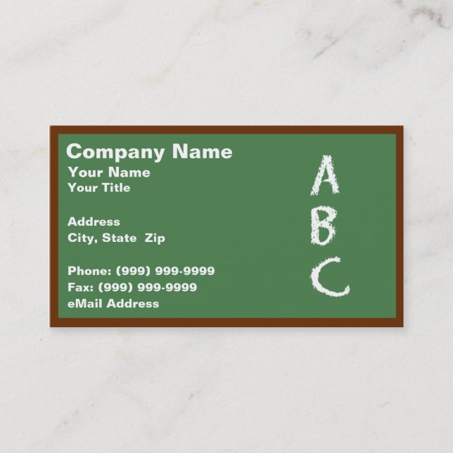 Green Blackboard with ABCs Business Card (Front)