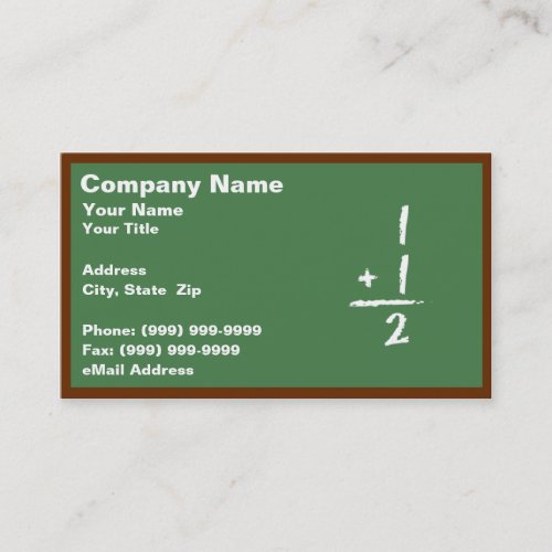 Green Blackboard with Simple Addition Business Cards