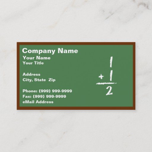 Customizable Green Blackboard with Simple Addition Business Cards