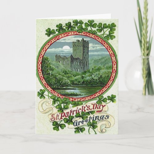 Green Blarney Castle Ireland Shamrock Card