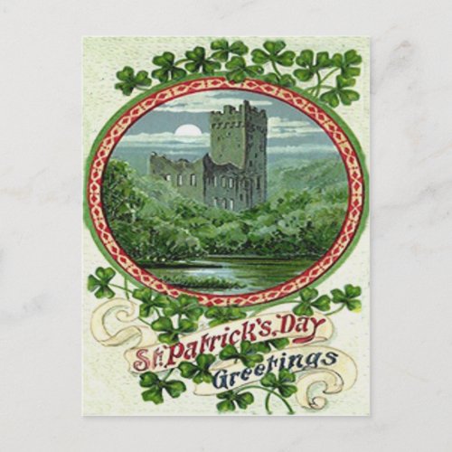 Green Blarney Castle Ireland Shamrock Postcard