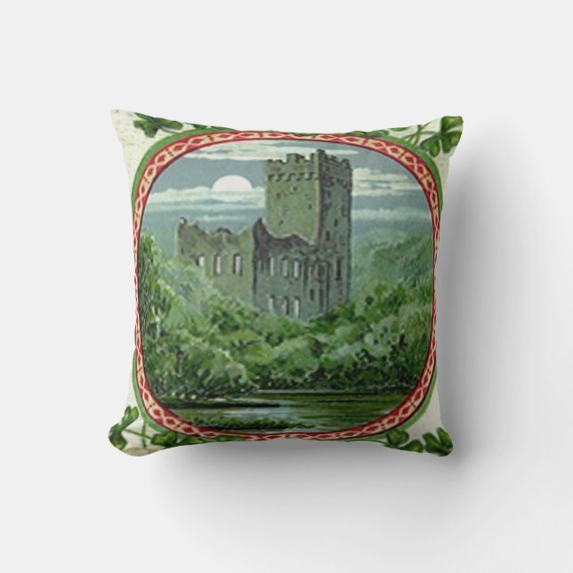 Green Blarney Castle Ireland Shamrock Throw Pillow (Front)