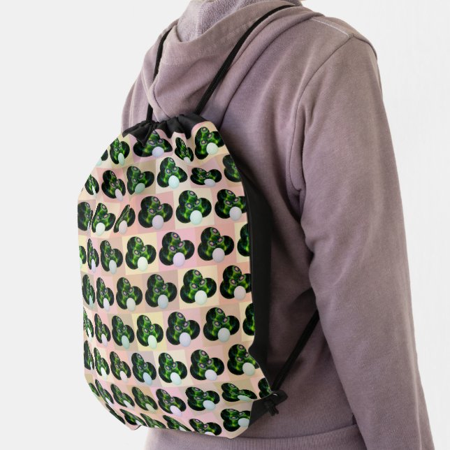 Green Block Art Lawn Bowls Pattern, Backpack (Insitu)