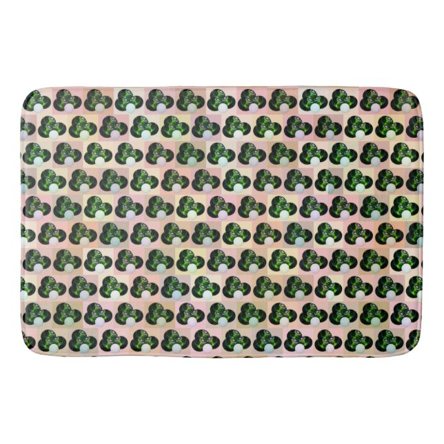 Green Block Art Lawn Bowls Pattern, Bathmat (Front)