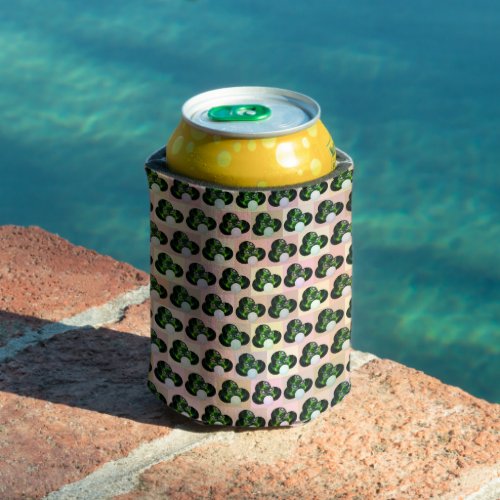 Green Block Art Lawn Bowls Pattern Can Cooler