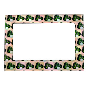 Green Block Art Lawn Bowls Pattern, Magnetic Frame