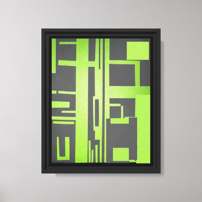 Green Blockade Stretched Canvas Print (Front)