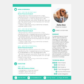 Green blocks and icons, modern "sans serif" font resume template