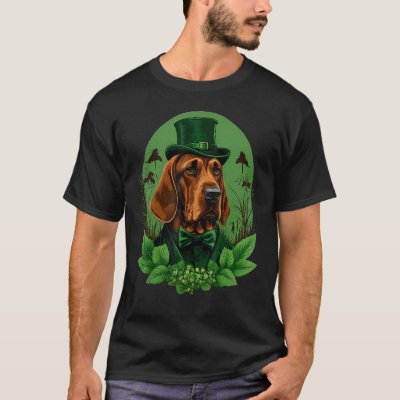 Green Bloodhound shamrock on St Patricks Day Blood T-Shirt