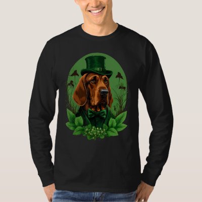 Green Bloodhound shamrock on St Patricks Day Blood T-Shirt