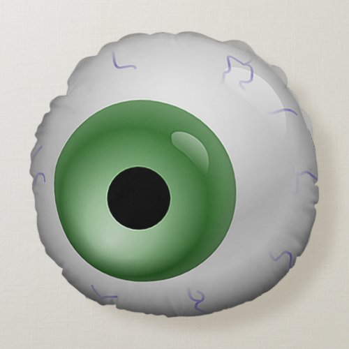 Green Bloodshot Eye Zombie Halloween Round Round Pillow