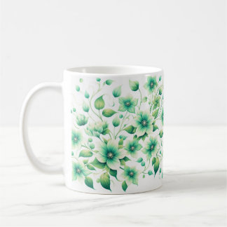 Green Blossom Mug/Elegant Green Floral Design  Coffee Mug