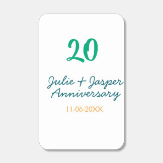 Green blue 20th anniversary name date orange matchboxes