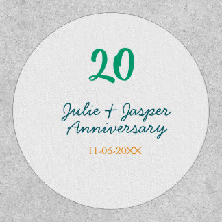 Green blue 20th anniversary name date orange patch