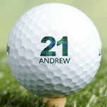 Green Blue 21st birthday - 21 years plaid gift Golf Balls<br><div class="desc">Green Blue 21st birthday - 21 years plaid gift Golf Balls. Celebrate a milestone 21st birthday with this sophisticated golf ball, featuring a bold "21" in a classic green and blue plaid pattern, paired with a customizable name below. This unique design combines a refined color palette with a subtle golf...</div>