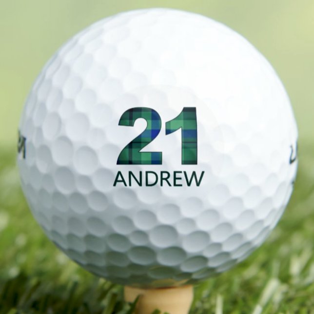 Green Blue 21st birthday - 21 years plaid gift Golf Balls (Creator Uploaded)