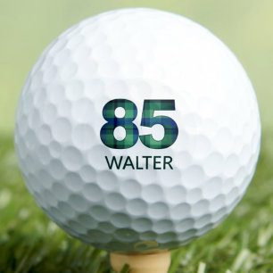 Green Blue 85th birthday gift for DAD - 85 plaid Golf Balls