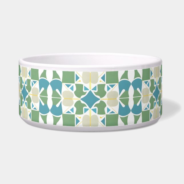 🎨 Green Blue Abstract Geometric Modern  Bowl (Front)