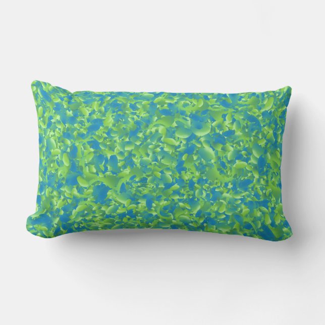 Green Blue Abstract Geometric Pattern Lumbar Pillow (Front)