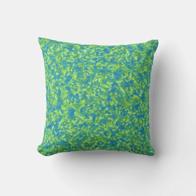 Green Blue Abstract Geometric Pattern Throw Pillow (Front)