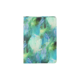 Green Blue Abstract Leaves passport holder