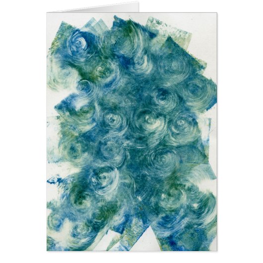 Green Blue Abstract Monoprint Cards (Front)