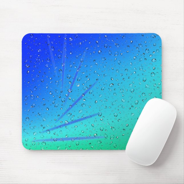 Green & Blue Abstract With Raindrops Mouse Pad (With Mouse)