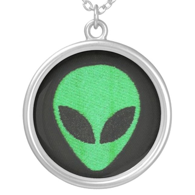 Green/blue ALIEN Face Necklace (Front)