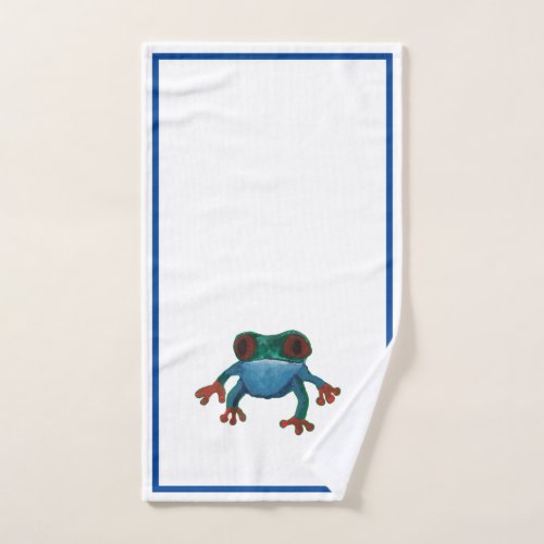 Green Blue Amazonian Tree Frog Hand Towel