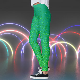 Green Blue and Freckles Print Leggings
