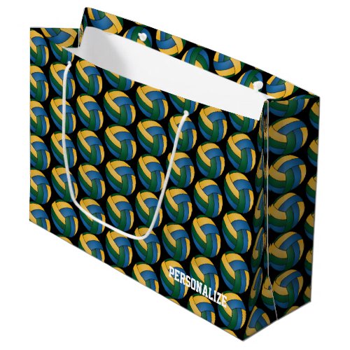 Green Blue and Gold Volleyball 2 Large Gift Bag