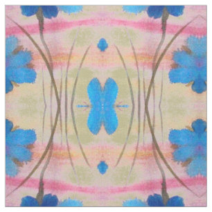 Green Blue and Pink Floral Print Fabric